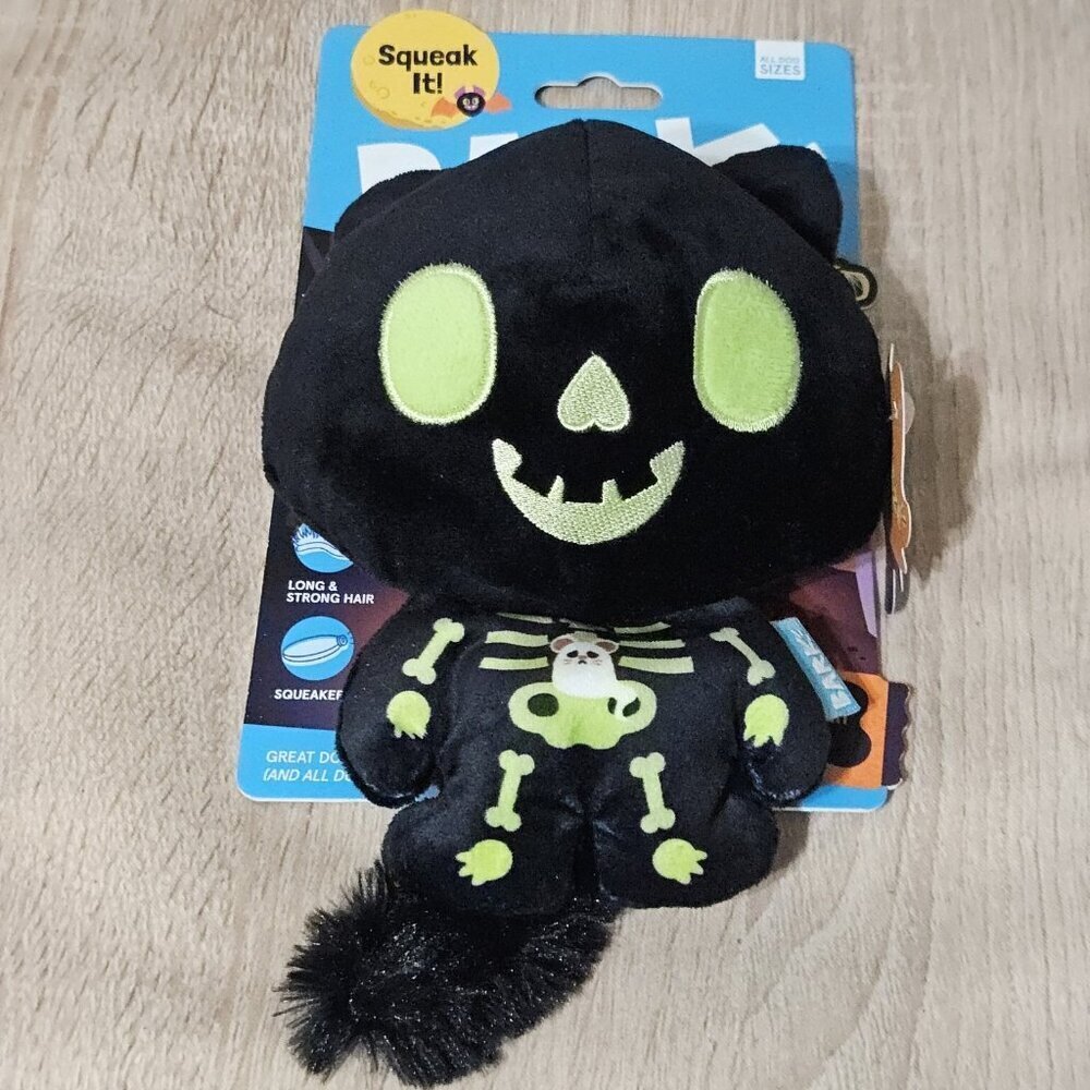 New Bark Squeak It! Halloween Black CAT Scan  Kitty All Size Dog Toy Squeaker